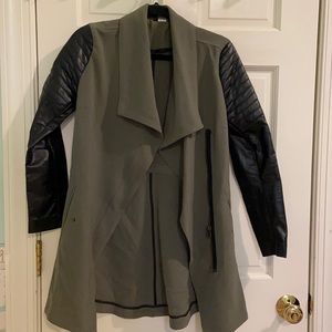 Olive and leather trench coat
